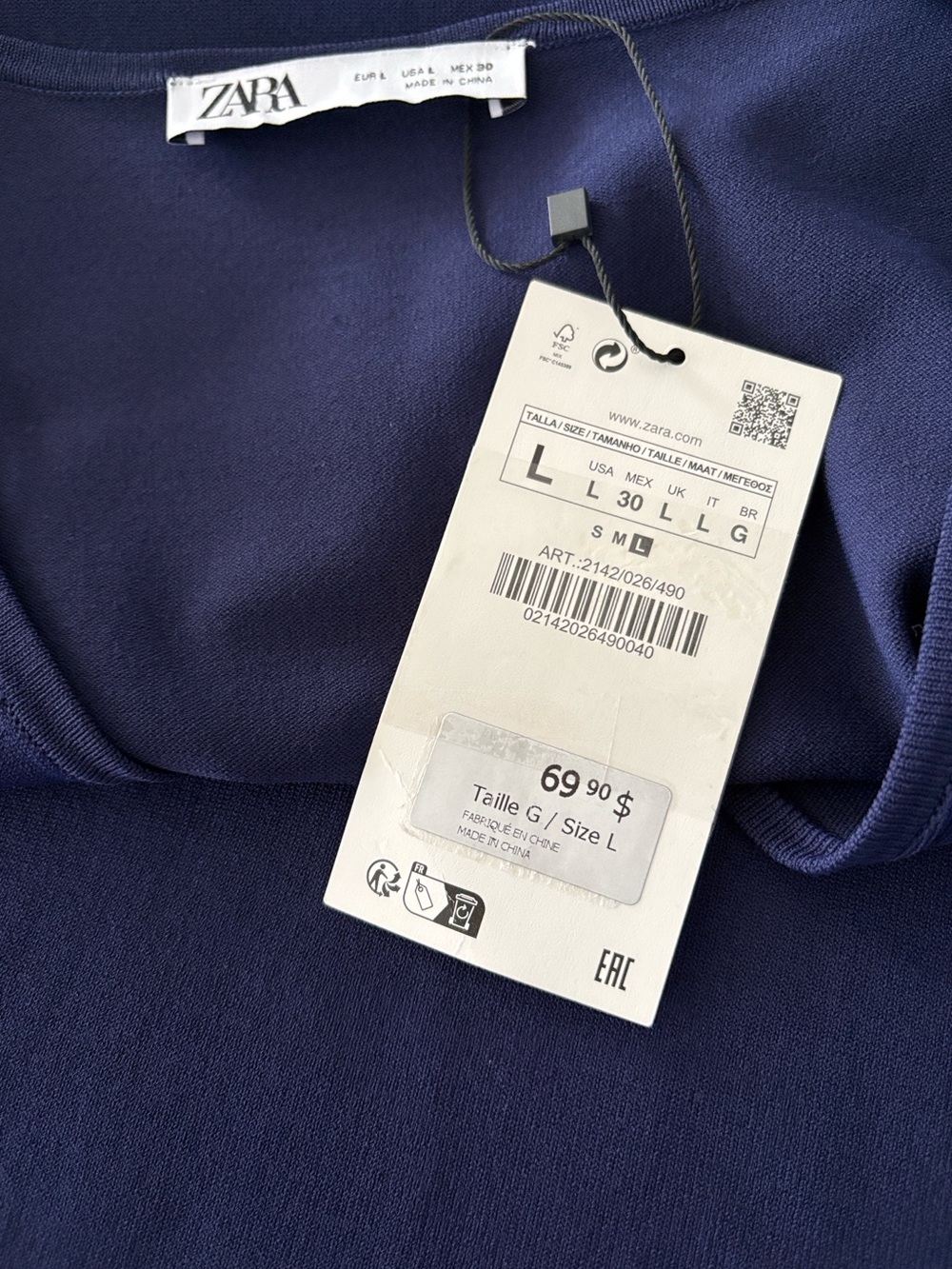 Zara V-Neck Straight Silhouette Knit Dress – Size L - Picture 12 of 14